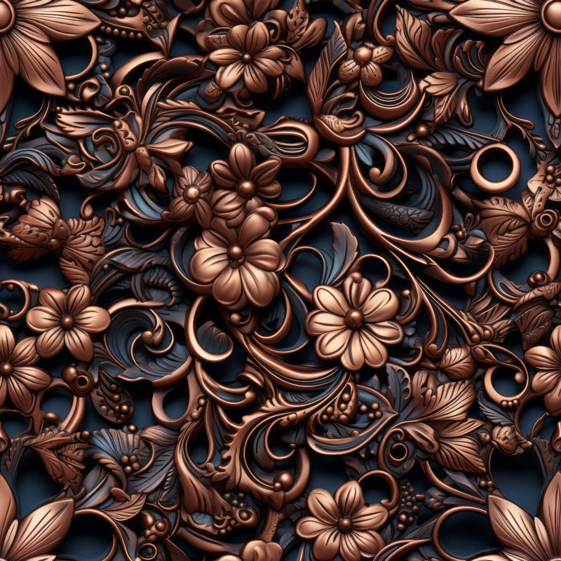 Copper Blossom Floral Elegance Seamless Pattern