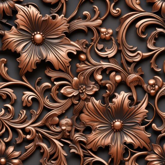 Copper Blossom Wood Seamless Pattern