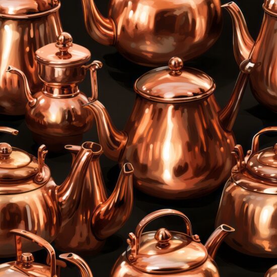 Copper Kettle Pottery Cookware Seamless Pattern