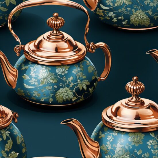 Copper Kettle Pottery Tea Design Seamless Pattern