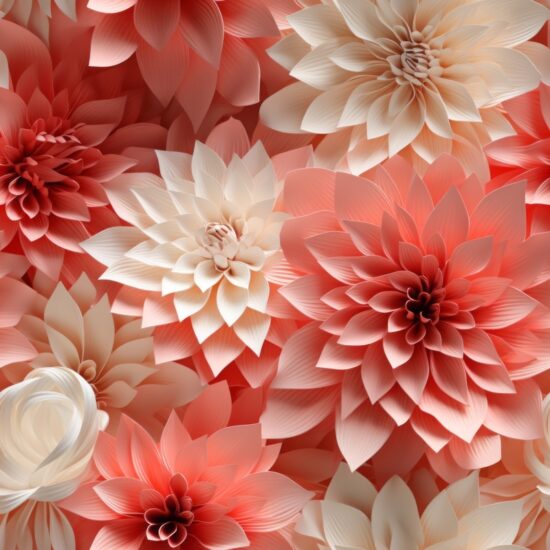 Coral Dahlia Delight Seamless Pattern