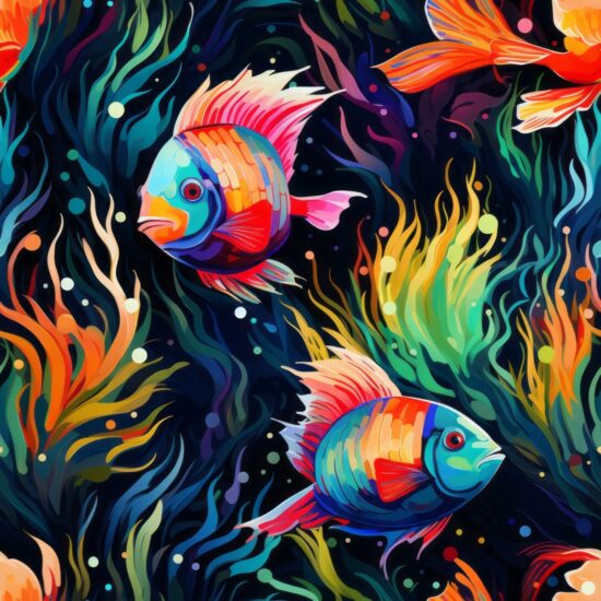 Coral Reef Expressionism: Modern Fish Art Seamless Pattern