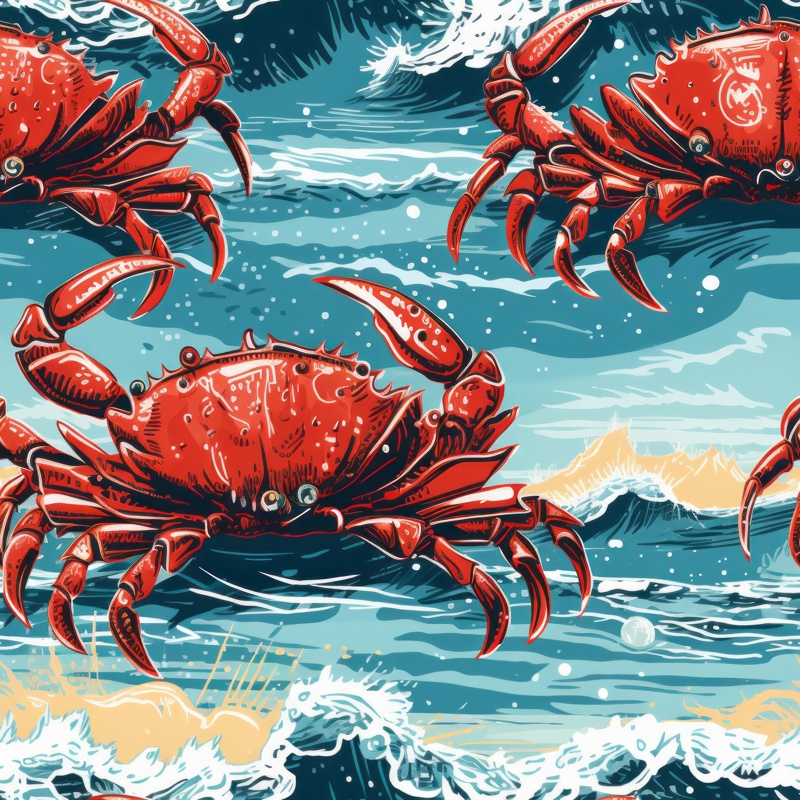Crab Crawl - Seashore Seafood Pattern Seamless Pattern