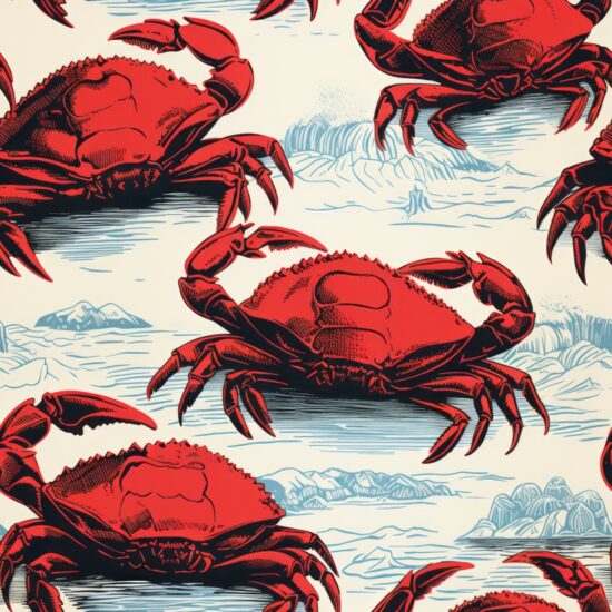Crawling Crabs Seaside Delight Seamless Pattern