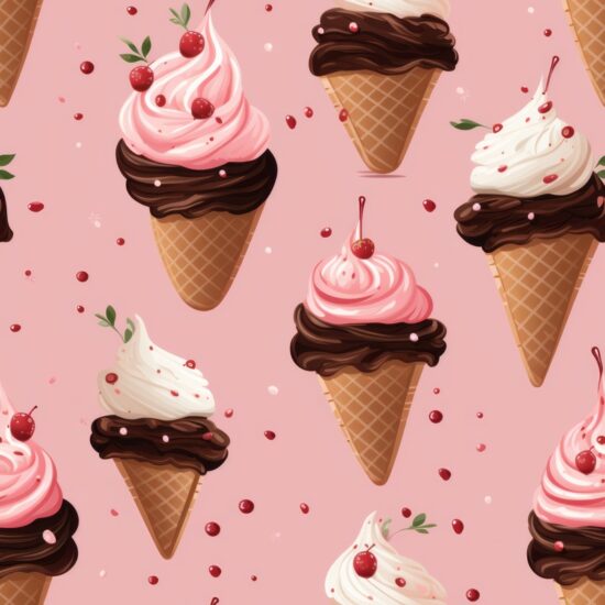 Creamy Calligraphy Ice Cream Seamless Pattern