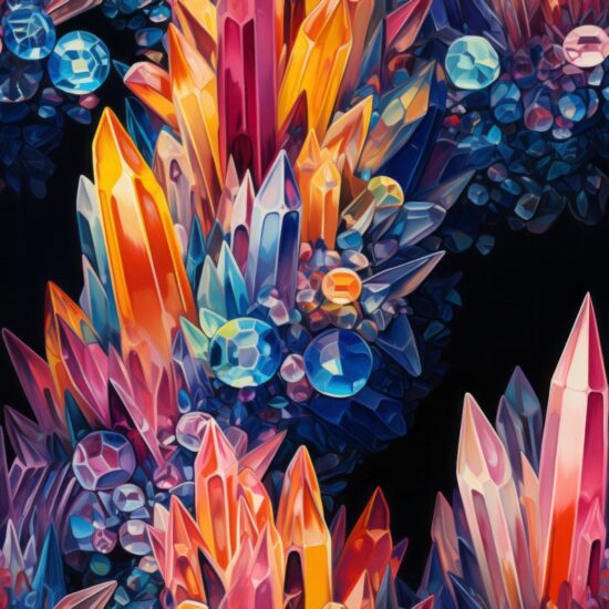 Crystal Reflections: Modern Art Fractal Seamless Pattern