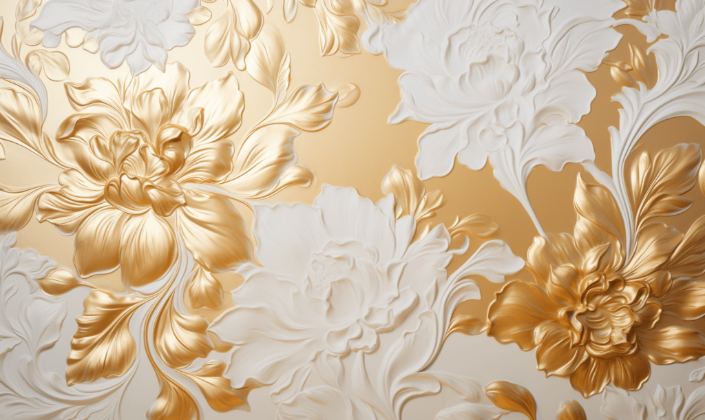 Damask wallpaper pattern white shades and gold leaf 2 pattern design