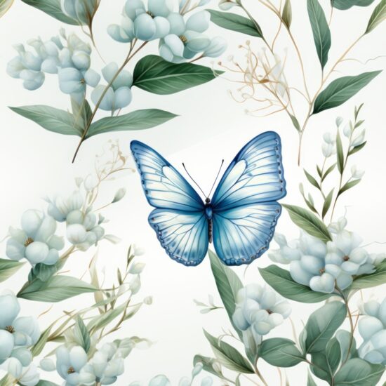 Delicate Botanical Butterfly Elegance Seamless Pattern