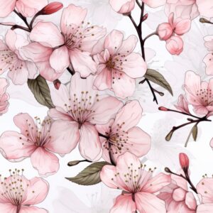 Delicate Cherry Blossom Watercolor Design Seamless Pattern