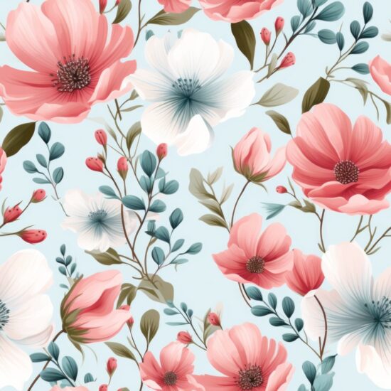 Delicate Floral Blooms Seamless Pattern