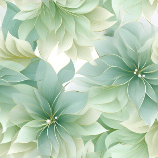 Delicate Green Petal Blooms Seamless Pattern