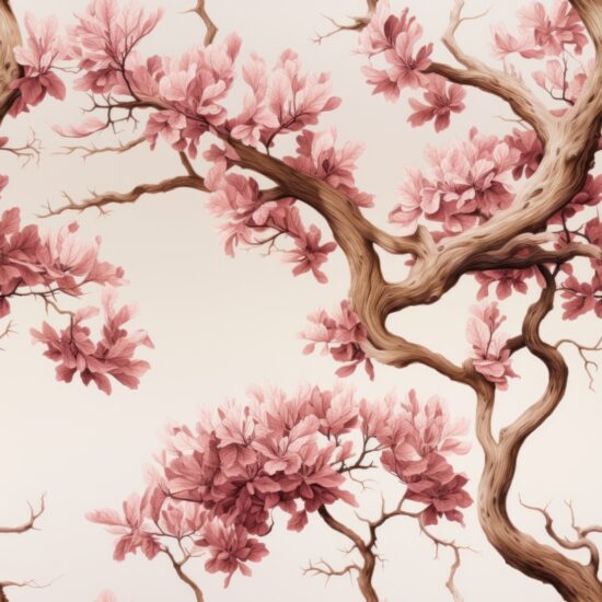 Delicate Oak Blossom in Soft Grey Seamless Pattern