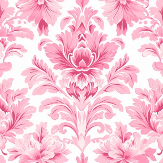 Delicate Pink Floral Damask Seamless Pattern