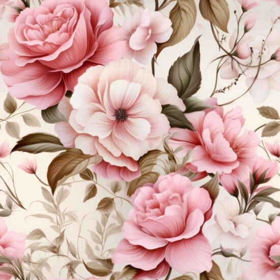 Delicate Vintage Rose Floral Design Seamless Pattern