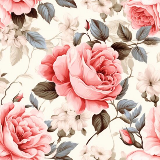 Delicate Vintage Roses Floral Design Seamless Pattern