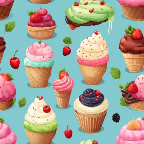 Delicious Ice Cream Delights Seamless Pattern