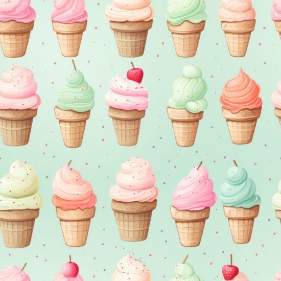 Delicious Pastel Ice Cream Delights Seamless Pattern