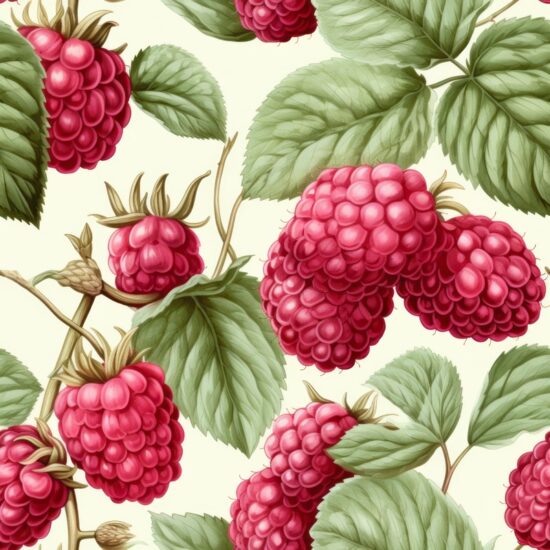 Delicious Raspberry Watercolor Fusion Seamless Pattern