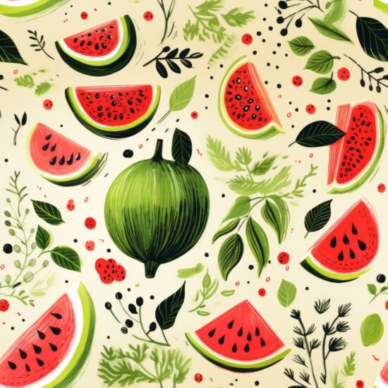 Delicious Watermelon Calligraphy Pattern Seamless Pattern