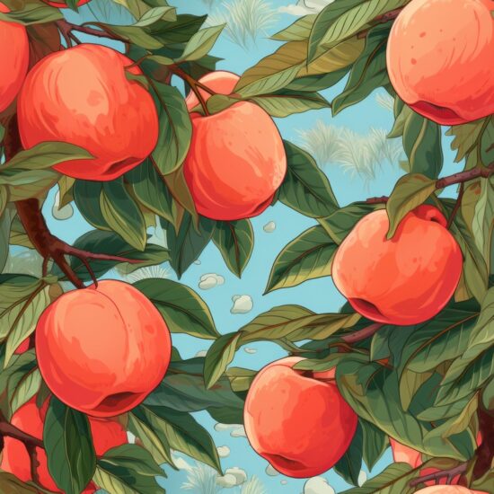 Deliciously Vibrant Peach Fruits Seamless Pattern
