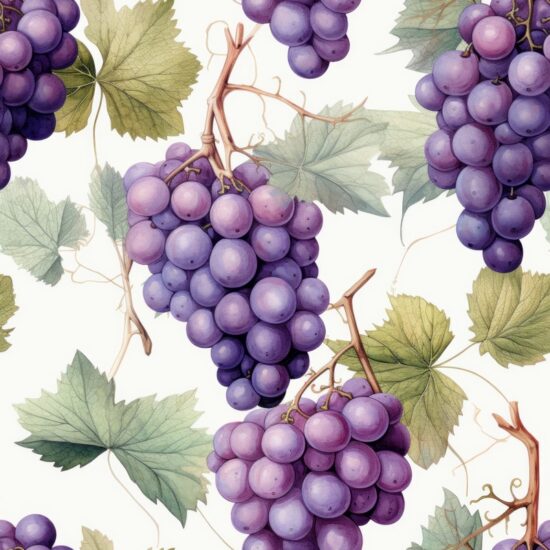 Deliciously Vivid Grape Watercolor Pattern Seamless Pattern