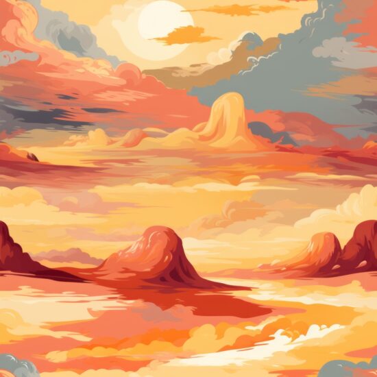 Desert Horizon: Expressionist Mountain Sky Seamless Pattern