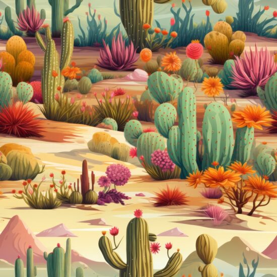 Desert Oasis: Southwest Cacti Dream Seamless Pattern