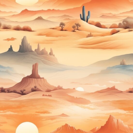 Desert Watercolor Wonderland Seamless Pattern