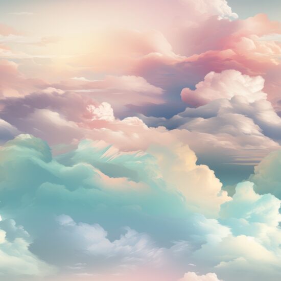 Dreamy Cumulus Clouds Seamless Pattern
