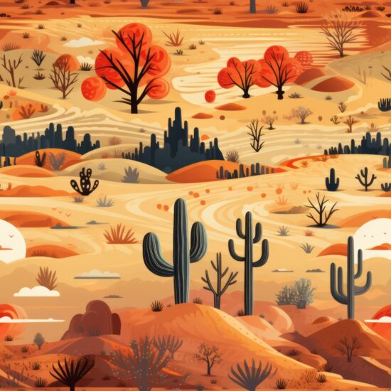 Dreamy Desert Illustrations: Southwestern Landscape Pattern Seamless Pattern