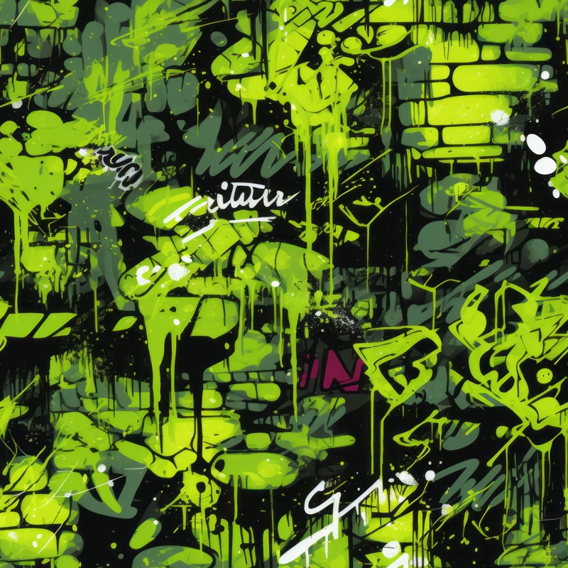 Electric Green Urban Jungle Seamless Pattern