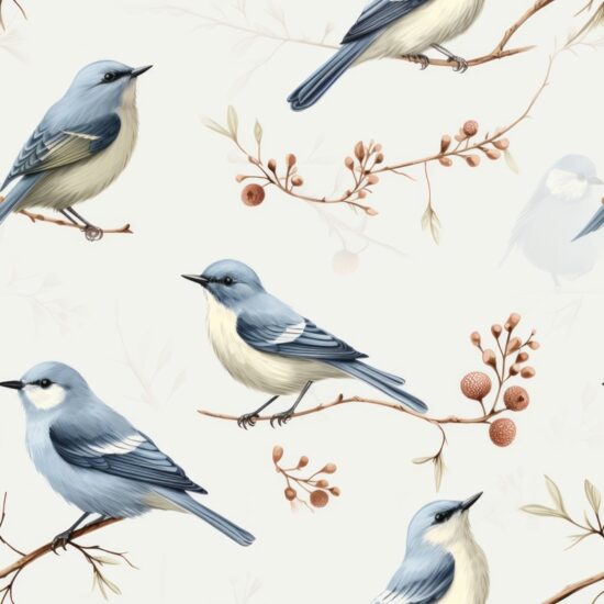 Elegant Avian Engraving Design Seamless Pattern