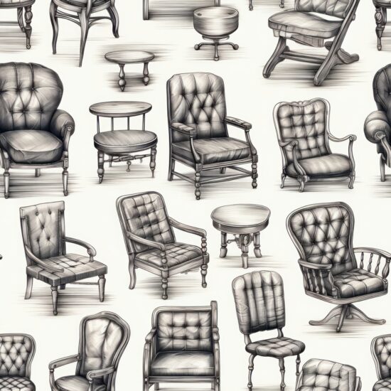 Elegant Chair Sketch Pattern Seamless Pattern