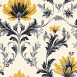 Elegant Floral Delight: Yellow on Grey Seamless Pattern