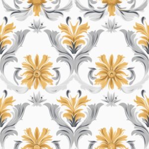 Elegant Floral Gold Damask Design Seamless Pattern