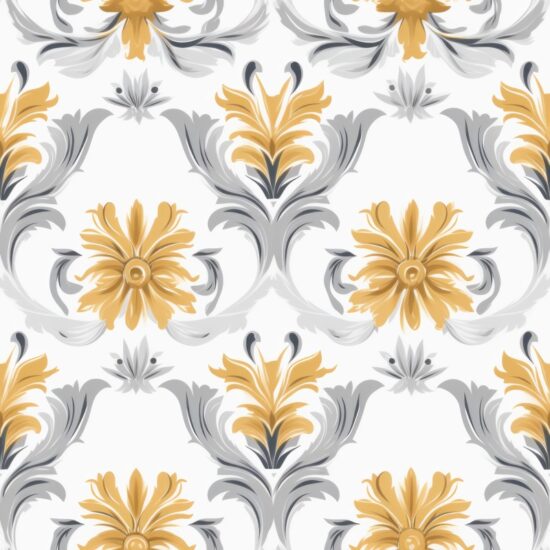 Elegant Floral Gold Damask Design Seamless Pattern