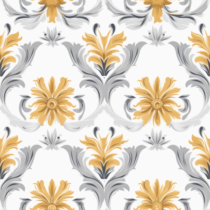 Elegant Floral Gold Damask Design Seamless Pattern