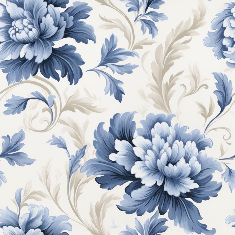 Elegant Floral Oil Paint Damask Design Seamless Pattern
