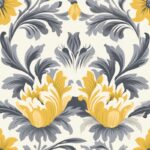Elegant Floral Woodcut Damask Pattern Design