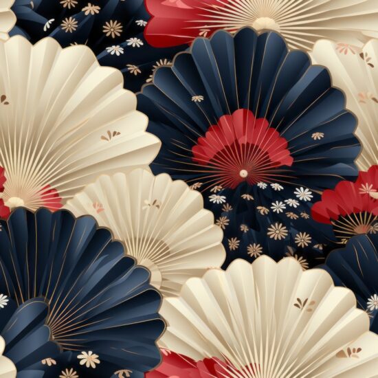 Elegant Japanese Fan Delight Seamless Pattern