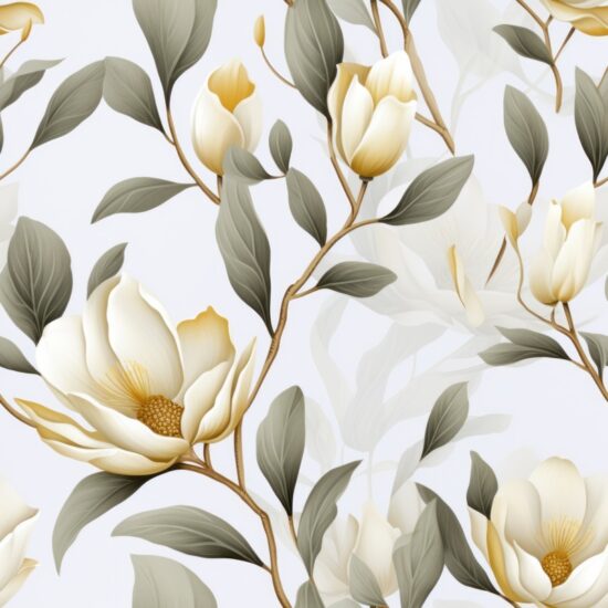 Elegant Magnolia Blooms: Watercolor Floral Pattern Seamless Pattern