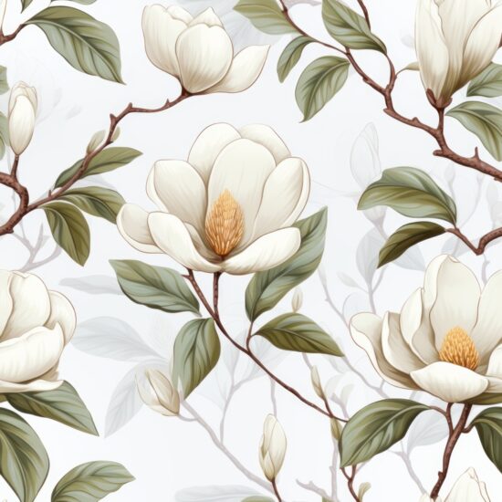 Elegant Magnolia Watercolor Design Seamless Pattern