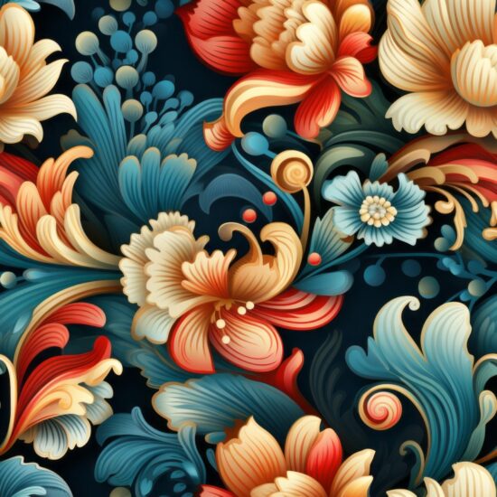 Elegant Ornate Floral Digital Designs Seamless Pattern