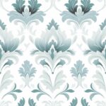 Elegant Turquoise Damask Floral Design Seamless Pattern