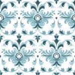Elegant Turquoise Floral Damask Design Seamless Pattern