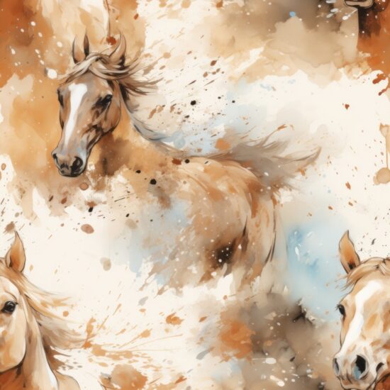 Elegant Watercolor Horse Design Seamless Pattern