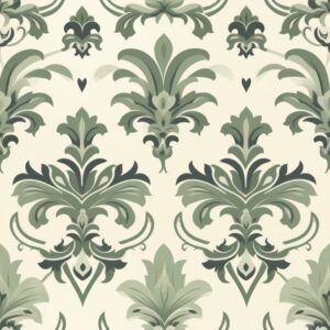 Elegant Woodcut Damask Floral Design Seamless Pattern