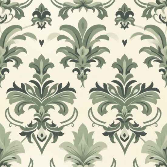 Elegant Woodcut Damask Floral Design Seamless Pattern