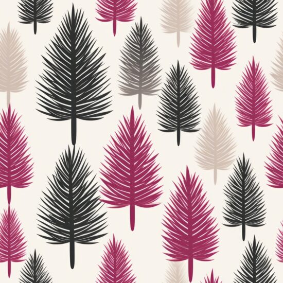 Elegant Woodcut Pine with Subtle Grey Seamless Pattern