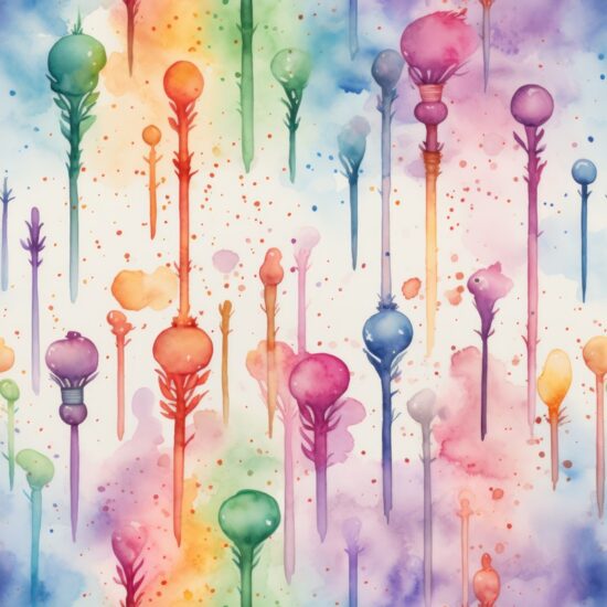 Enchanted Rainbow Wands: Modern Artistry in Purple Seamless Pattern